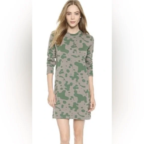 Marc Jacobs Oil Drop Wool Sweatshirt Dress in Granite Multi. Size Small - Picture 2 of 5